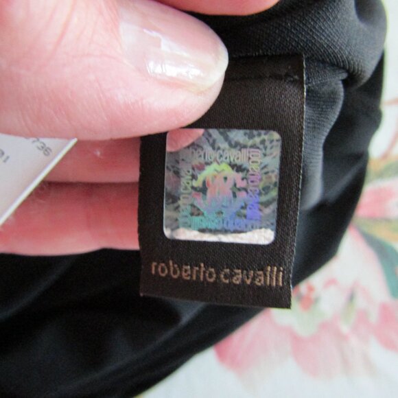 ROBERTO CAVALLI Asymmetrical Black Stretchy Dress--Size 46/10 - Picture 8 of 8